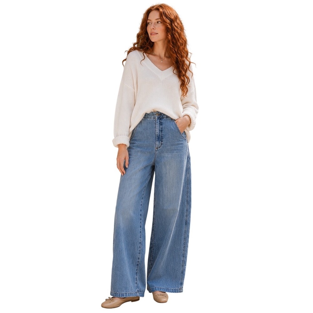 Pistola Lottie Bowed Leg Jeans 27 NWT High Rise Relaxed Light Wash - Picture 2 of 16